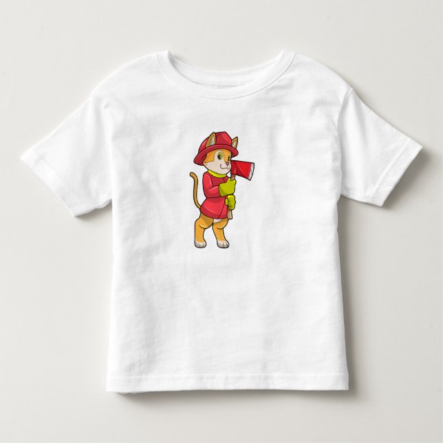 Camiseta De Bebé Gato como bombero con hacha (Anverso)