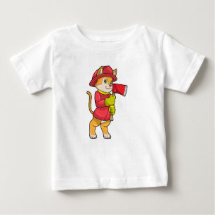 Camiseta De Bebé Gato como bombero con hacha