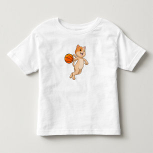 Camiseta De Bebé Gato como jugador de baloncesto con baloncesto