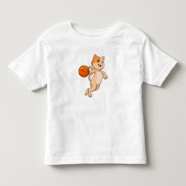 Camiseta De Bebé Gato como jugador de baloncesto con baloncesto (Anverso)