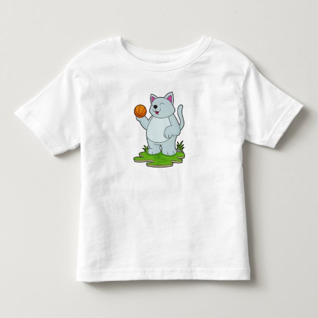Camiseta De Bebé Gato como jugador de baloncesto con baloncesto (Anverso)