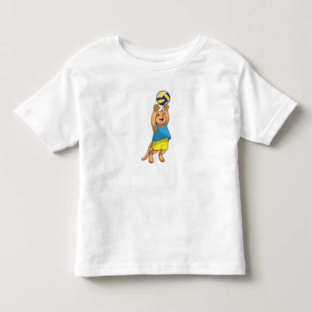 Camiseta De Bebé Gato como jugador de voleibol con voleibol (Anverso)