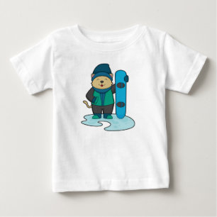 Camiseta De Bebé Gato como snowboarder con Snowboard
