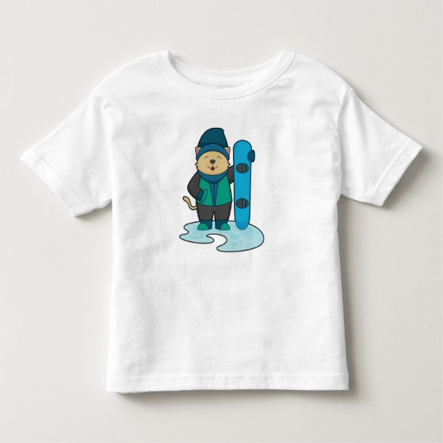 Camiseta De Bebé Gato como snowboarder con Snowboard (Anverso)