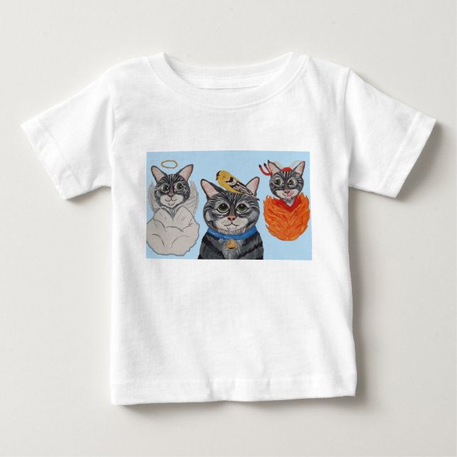 Camiseta De Bebé Gato con ángel y diablo (Anverso)