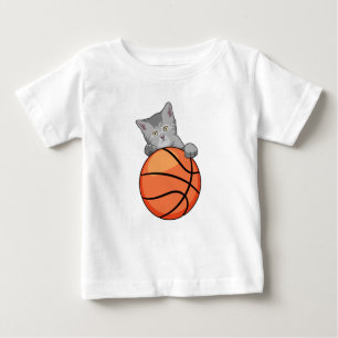 Camiseta De Bebé Gato con baloncesto