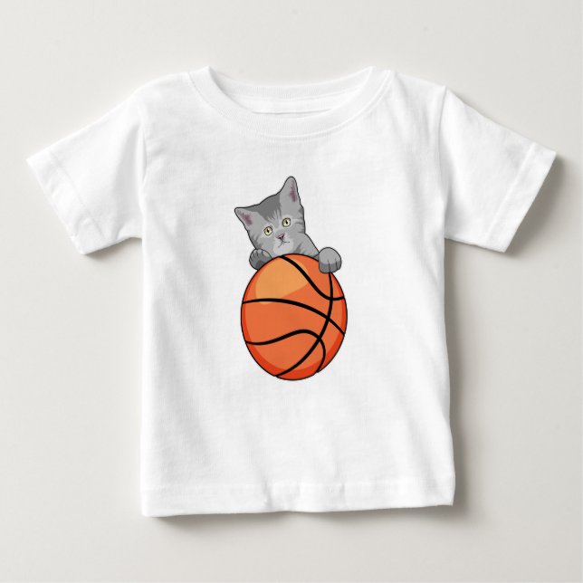 Camiseta De Bebé Gato con baloncesto (Anverso)