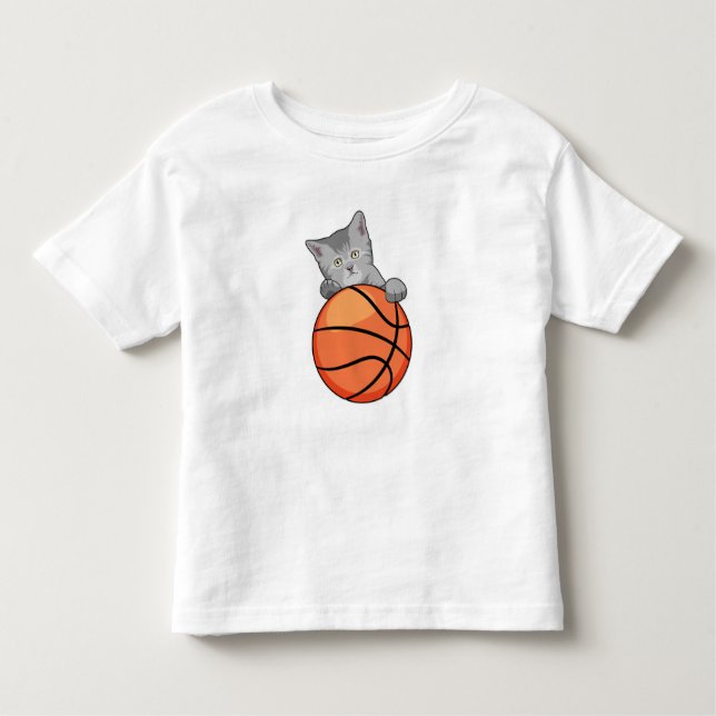 Camiseta De Bebé Gato con baloncesto (Anverso)