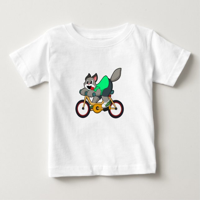Camiseta De Bebé Gato con bicicleta (Anverso)