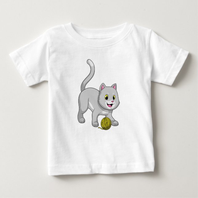 Camiseta De Bebé Gato con bola de hilo de lana (Anverso)
