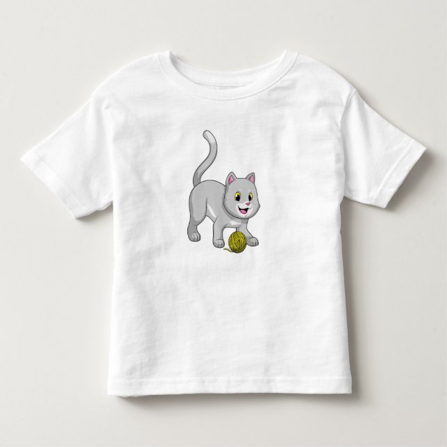 Camiseta De Bebé Gato con bola de hilo de lana (Anverso)