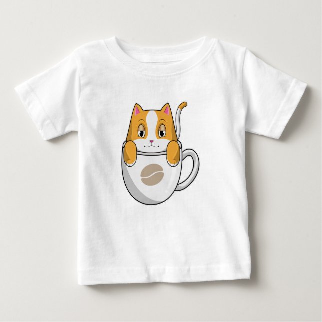 Camiseta De Bebé Gato con café (Anverso)