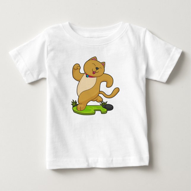 Camiseta De Bebé Gato con choker en ejecución (Anverso)