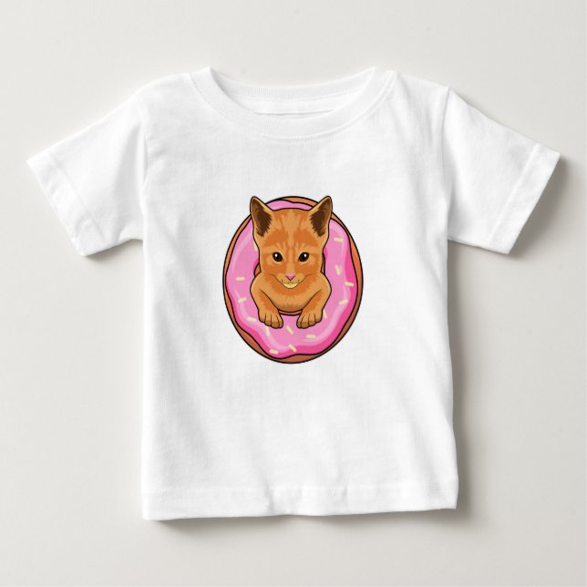 Camiseta De Bebé Gato con donut (Anverso)