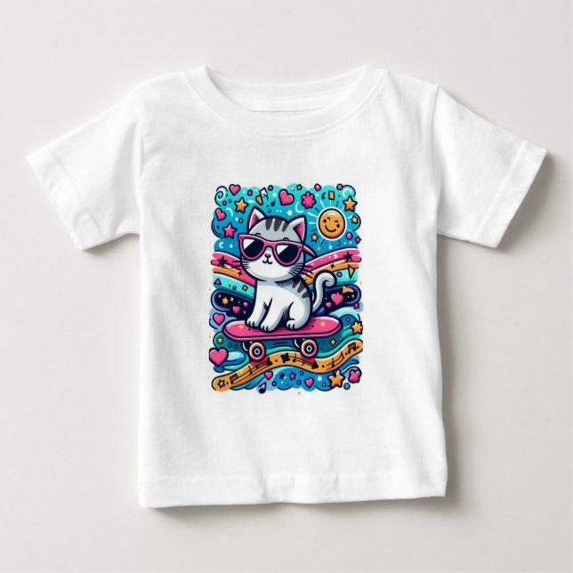 Camiseta De Bebé Gato con gafas (Anverso)