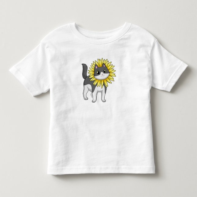 Camiseta De Bebé Gato con girasol (Anverso)