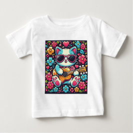 Camiseta De Bebé Gato con guitarra