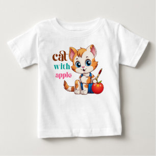Camiseta De Bebé Gato Con Manzana-85242