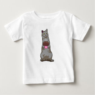 Camiseta De Bebé Gato con Muffin
