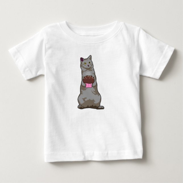 Camiseta De Bebé Gato con Muffin (Anverso)