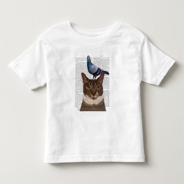 Camiseta De Bebé Gato con paloma en la cabeza (Anverso)