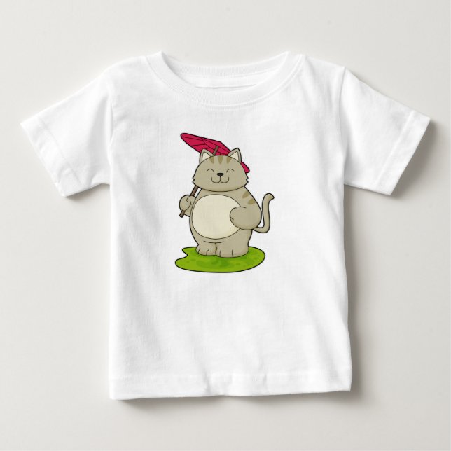 Camiseta De Bebé Gato con paraguas (Anverso)