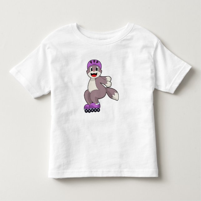 Camiseta De Bebé Gato con patines de rodillos (Anverso)