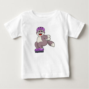 Camiseta De Bebé Gato con patines de ruedas