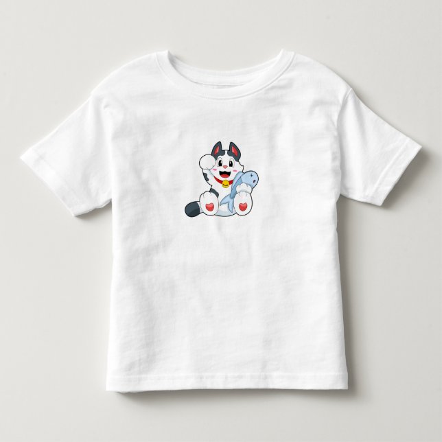 Camiseta De Bebé Gato con peces (Anverso)
