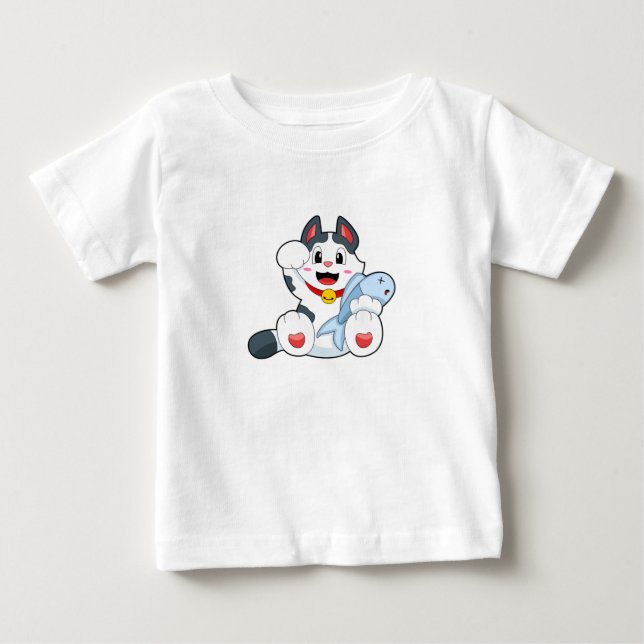 Camiseta De Bebé Gato con peces (Anverso)