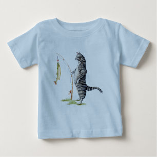 Camiseta De Bebé Gato con pez