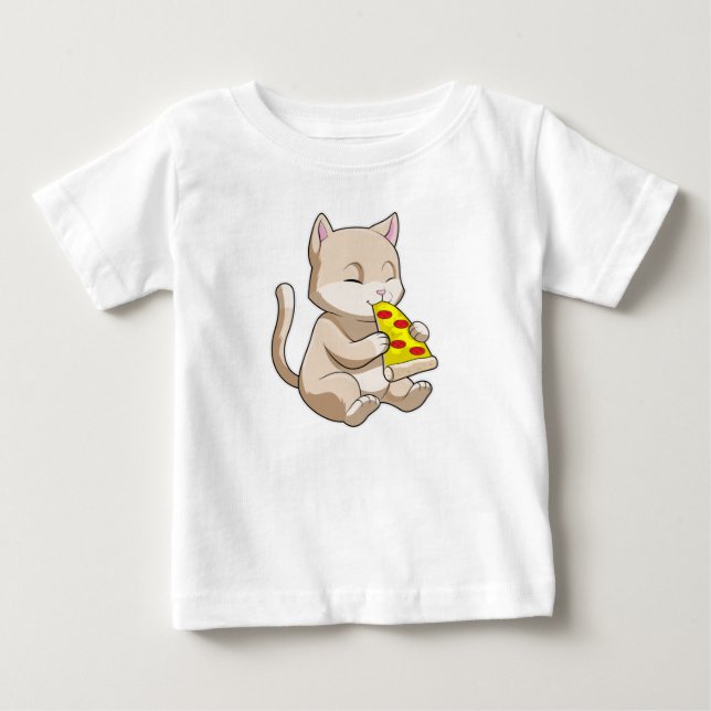 Camiseta De Bebé Gato con pizza (Anverso)