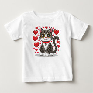 Camiseta De Bebé Gato con símbolos de amor Clipart-85245