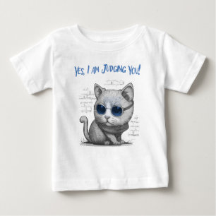 Camiseta De Bebé Gato Crítico Juzgándote Texto Azul