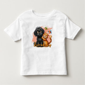 Camiseta De Bebé Gato de amistad y perro con nombre personalizado