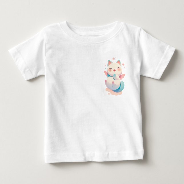 Camiseta De Bebé Gato de ángel flotante - Arte de fantasía pastoral (Anverso)