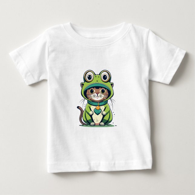 Camiseta De Bebé Gato de bebé con Gorra de rana (Anverso)