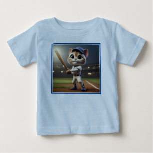 Camiseta De Bebé Gato De Béisbol Gracioso En 3D,