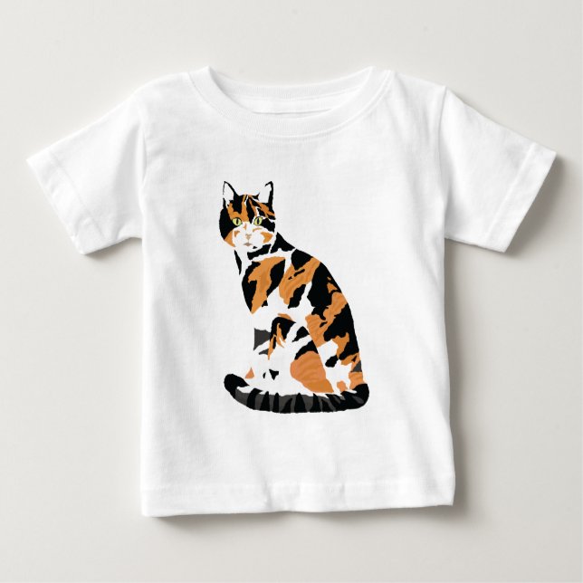 Camiseta De Bebé Gato de Calico sentado (Anverso)