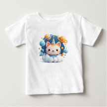 Gato de dibujos animados lindo en la nube con somb