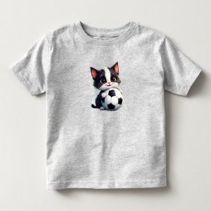 Camiseta De Bebé Gato de dibujos animados lindo sosteniendo balón d