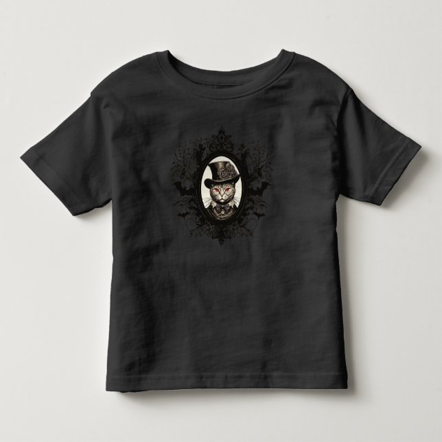 Camiseta De Bebé Gato de Halloween, gato de vampiro, colmillos de d (Anverso)