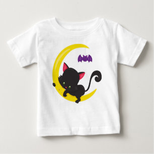 Camiseta De Bebé Gato de Halloween, gato lindo, gato negro, luna, m