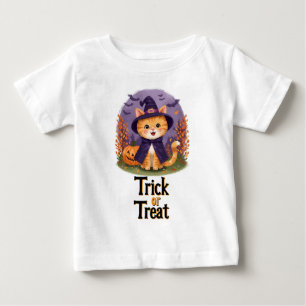 Camiseta De Bebé Gato de Halloween 'Truco o Trato'