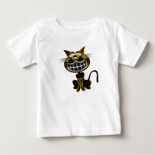 CAMISETA DE BEBÉ GATO DE LAUGHING NEGRO Y AMARILLO BRILLANTE