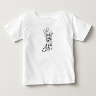 Camiseta De Bebé Gato de máscara de Halloween arte de línea negra
