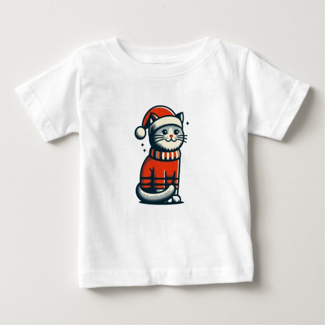 Camiseta De Bebé Gato de Navidades de corte (Anverso)
