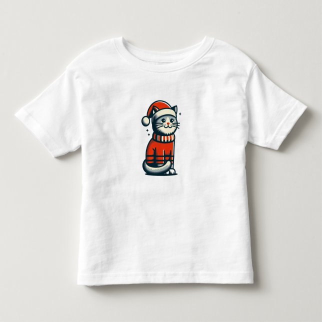 Camiseta De Bebé Gato de Navidades de corte (Anverso)