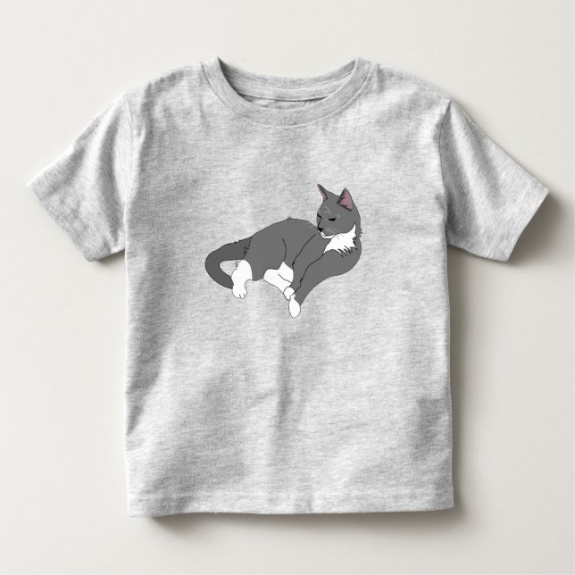 Camiseta De Bebé Gato de Tuxedo Gris y Blanco (Anverso)