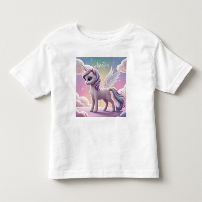 Camiseta De Bebé Gato de unicornio arcoiris personalizado (Anverso)
